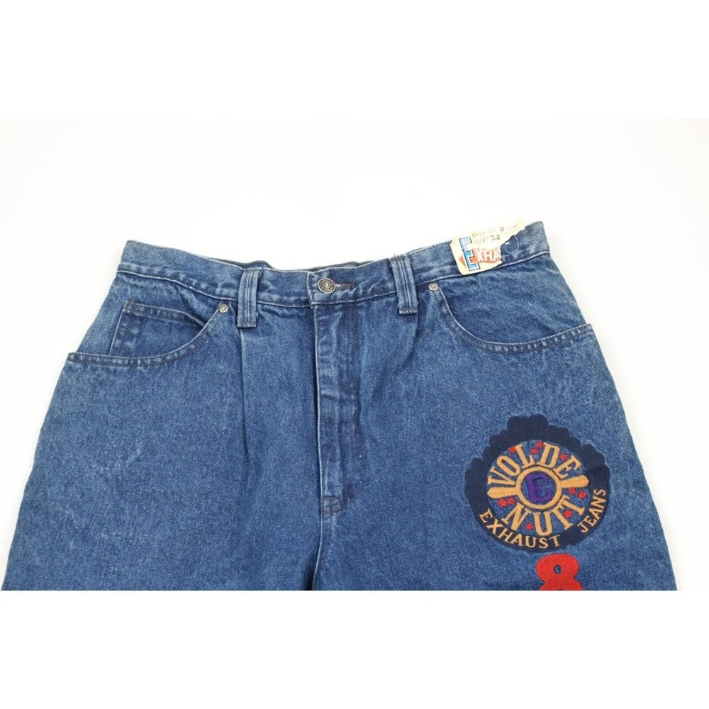 NOS Vintage 90s Streetwear Mens 32x34 Pleated Baggy Loose Fit Denim Jeans Blue - Picture 2 of 13